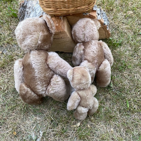 Vintage Dakin The Three Bears Teddy Bear plush set Mohair comes with basket - Picture 3 of 7